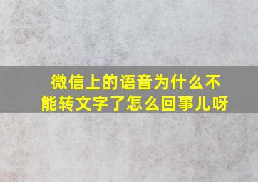 微信上的语音为什么不能转文字了怎么回事儿呀