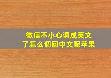 微信不小心调成英文了怎么调回中文呢苹果