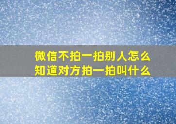 微信不拍一拍别人怎么知道对方拍一拍叫什么