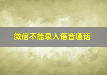 微信不能录入语音通话