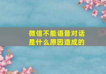 微信不能语音对话是什么原因造成的