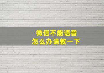 微信不能语音怎么办请教一下