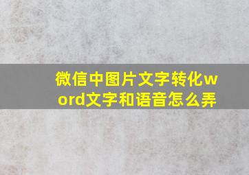 微信中图片文字转化word文字和语音怎么弄