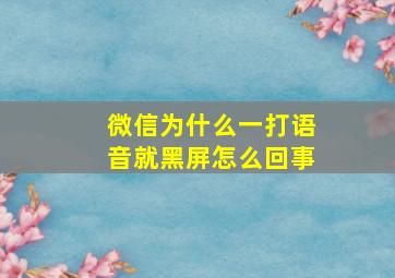 微信为什么一打语音就黑屏怎么回事