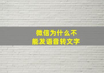 微信为什么不能发语音转文字