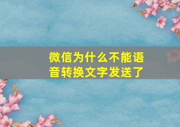 微信为什么不能语音转换文字发送了