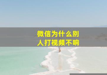 微信为什么别人打视频不响