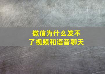 微信为什么发不了视频和语音聊天