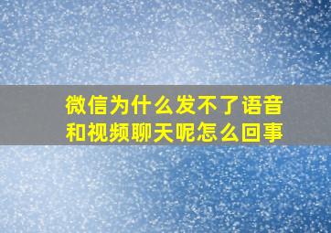 微信为什么发不了语音和视频聊天呢怎么回事