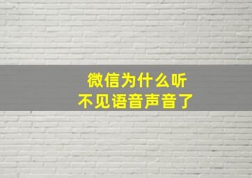 微信为什么听不见语音声音了