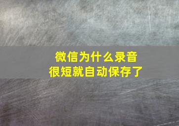 微信为什么录音很短就自动保存了