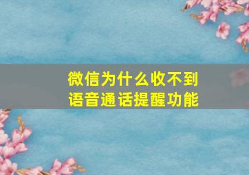 微信为什么收不到语音通话提醒功能