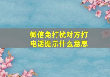 微信免打扰对方打电话提示什么意思