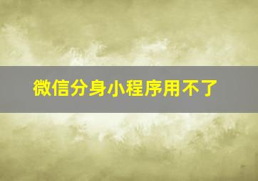 微信分身小程序用不了