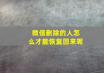 微信删除的人怎么才能恢复回来呢