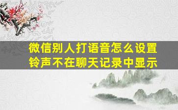 微信别人打语音怎么设置铃声不在聊天记录中显示