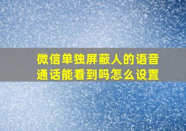 微信单独屏蔽人的语音通话能看到吗怎么设置