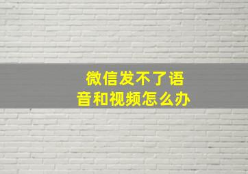 微信发不了语音和视频怎么办