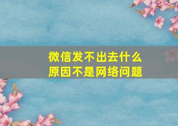 微信发不出去什么原因不是网络问题