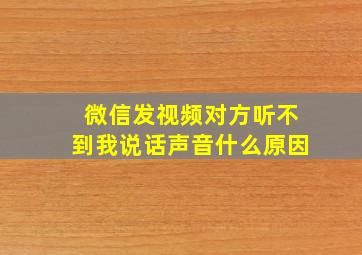 微信发视频对方听不到我说话声音什么原因