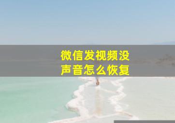 微信发视频没声音怎么恢复