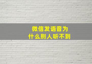 微信发语音为什么别人听不到