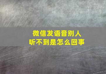 微信发语音别人听不到是怎么回事