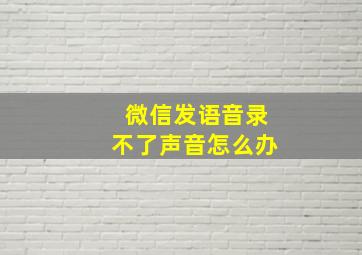 微信发语音录不了声音怎么办