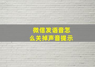 微信发语音怎么关掉声音提示