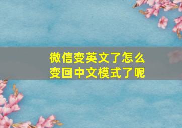 微信变英文了怎么变回中文模式了呢