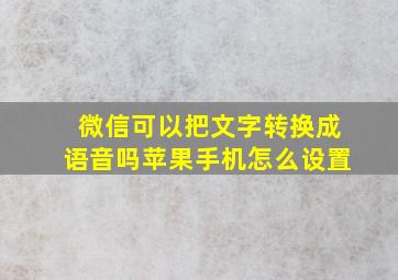 微信可以把文字转换成语音吗苹果手机怎么设置