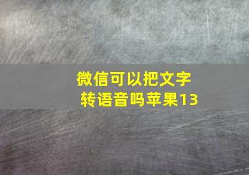 微信可以把文字转语音吗苹果13