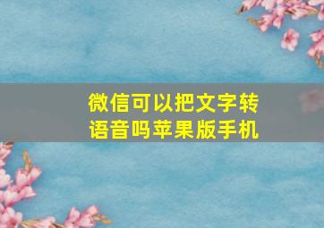 微信可以把文字转语音吗苹果版手机