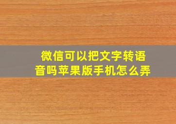 微信可以把文字转语音吗苹果版手机怎么弄