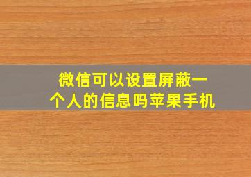 微信可以设置屏蔽一个人的信息吗苹果手机