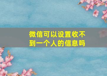 微信可以设置收不到一个人的信息吗