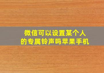 微信可以设置某个人的专属铃声吗苹果手机