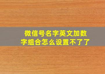 微信号名字英文加数字组合怎么设置不了了