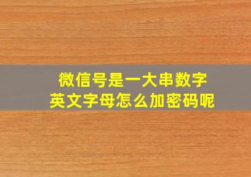 微信号是一大串数字英文字母怎么加密码呢