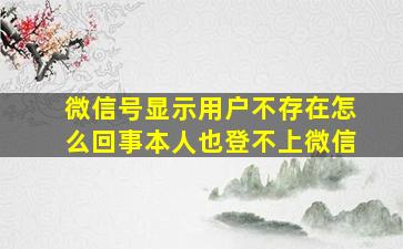 微信号显示用户不存在怎么回事本人也登不上微信