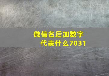 微信名后加数字代表什么7031