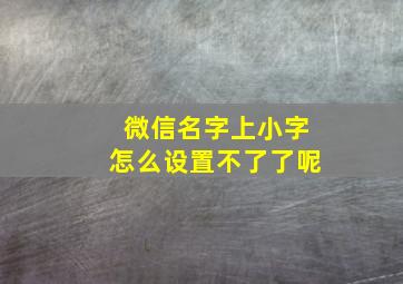 微信名字上小字怎么设置不了了呢