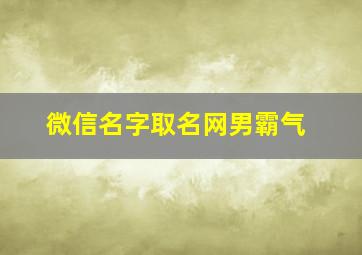 微信名字取名网男霸气