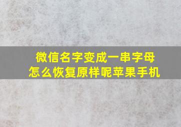 微信名字变成一串字母怎么恢复原样呢苹果手机