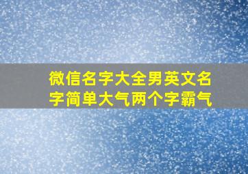 微信名字大全男英文名字简单大气两个字霸气