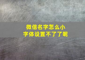 微信名字怎么小字体设置不了了呢