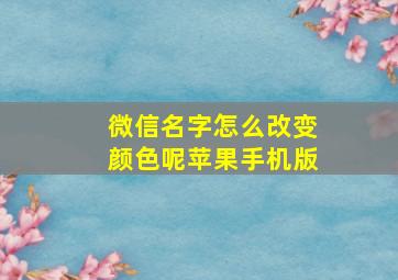 微信名字怎么改变颜色呢苹果手机版