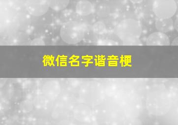 微信名字谐音梗