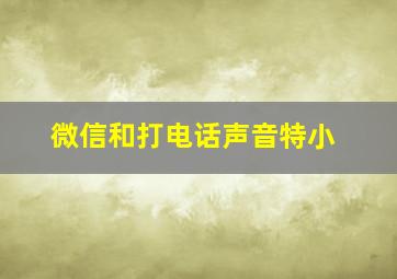 微信和打电话声音特小