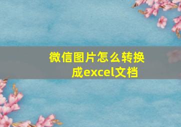 微信图片怎么转换成excel文档